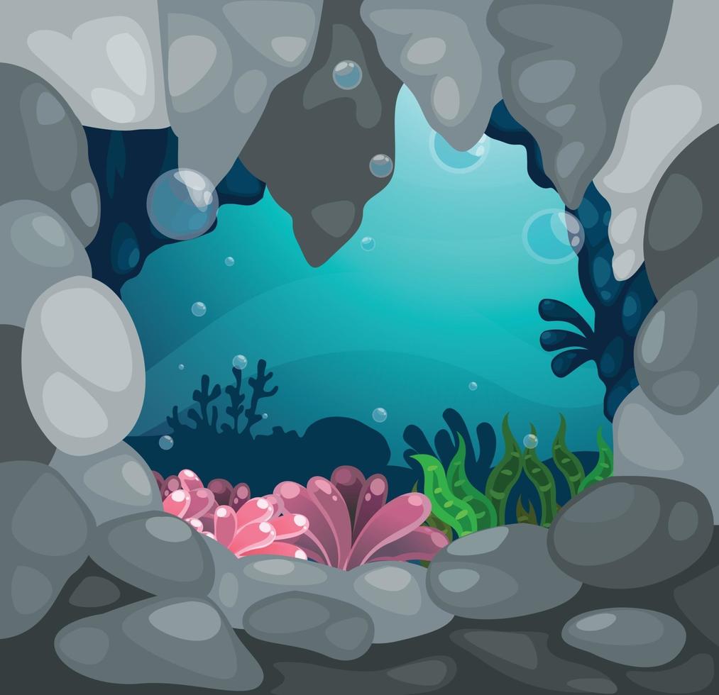 grot onder de zee achtergrond vector
