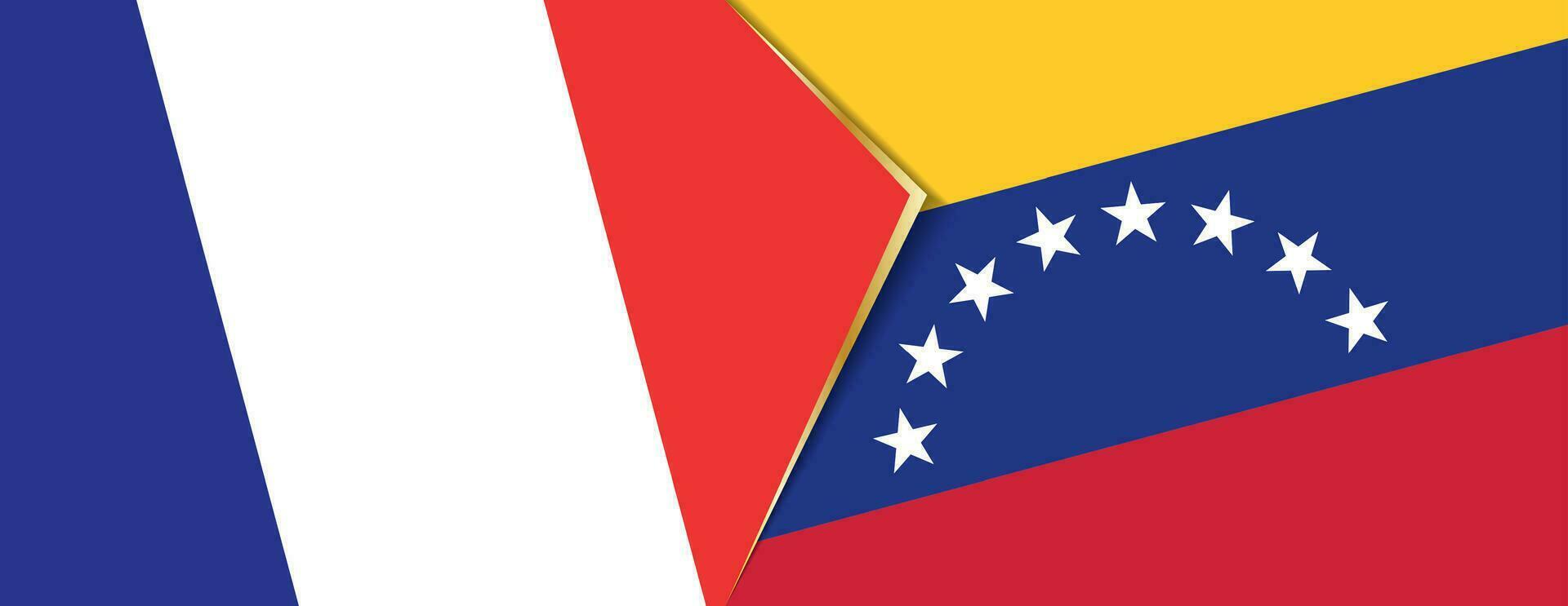 Frankrijk en Venezuela vlaggen, twee vector vlaggen.