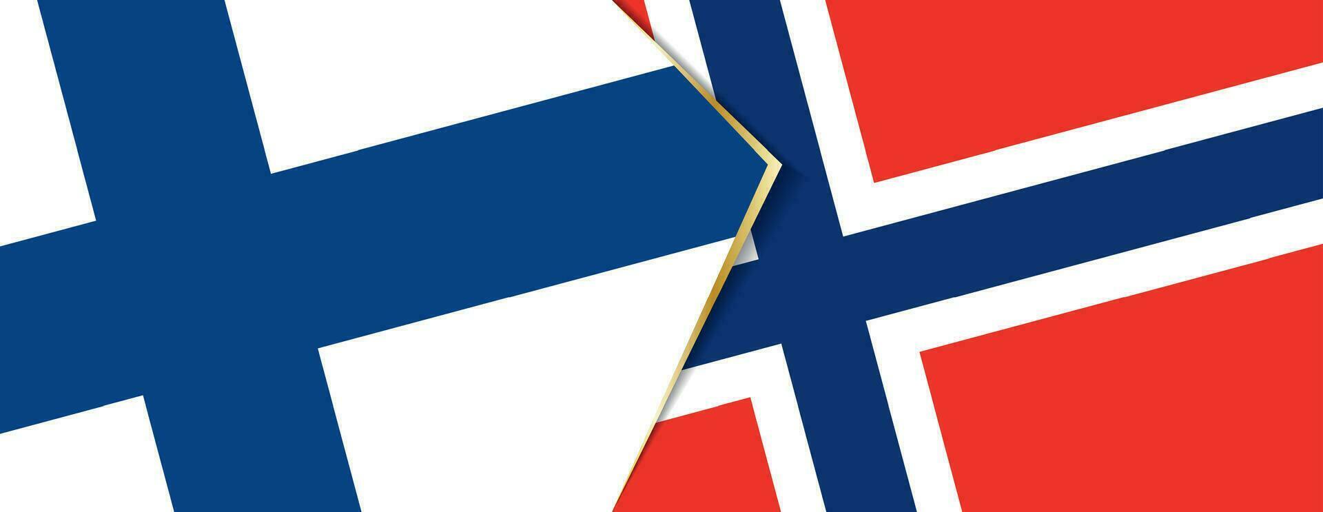 Finland en Noorwegen vlaggen, twee vector vlaggen.