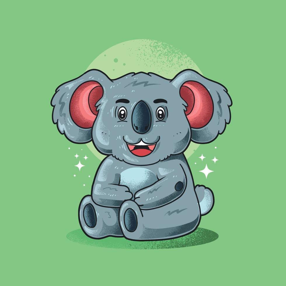 schattige koala glimlachend grunge stijl illustratie vector