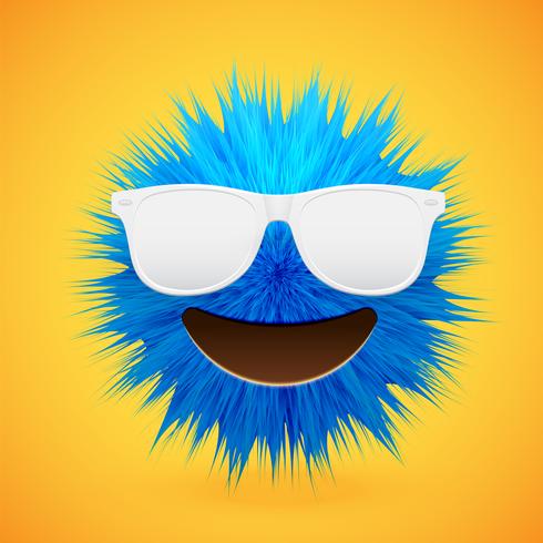 Hoog-gedetailleerd 3D bont smiley emoticon, vectorillustratie vector