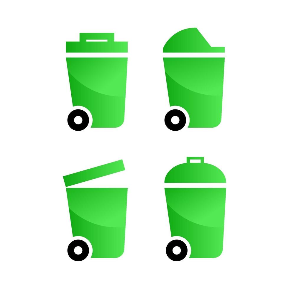 groene prullenbak pictogram vector op witte achtergrond.