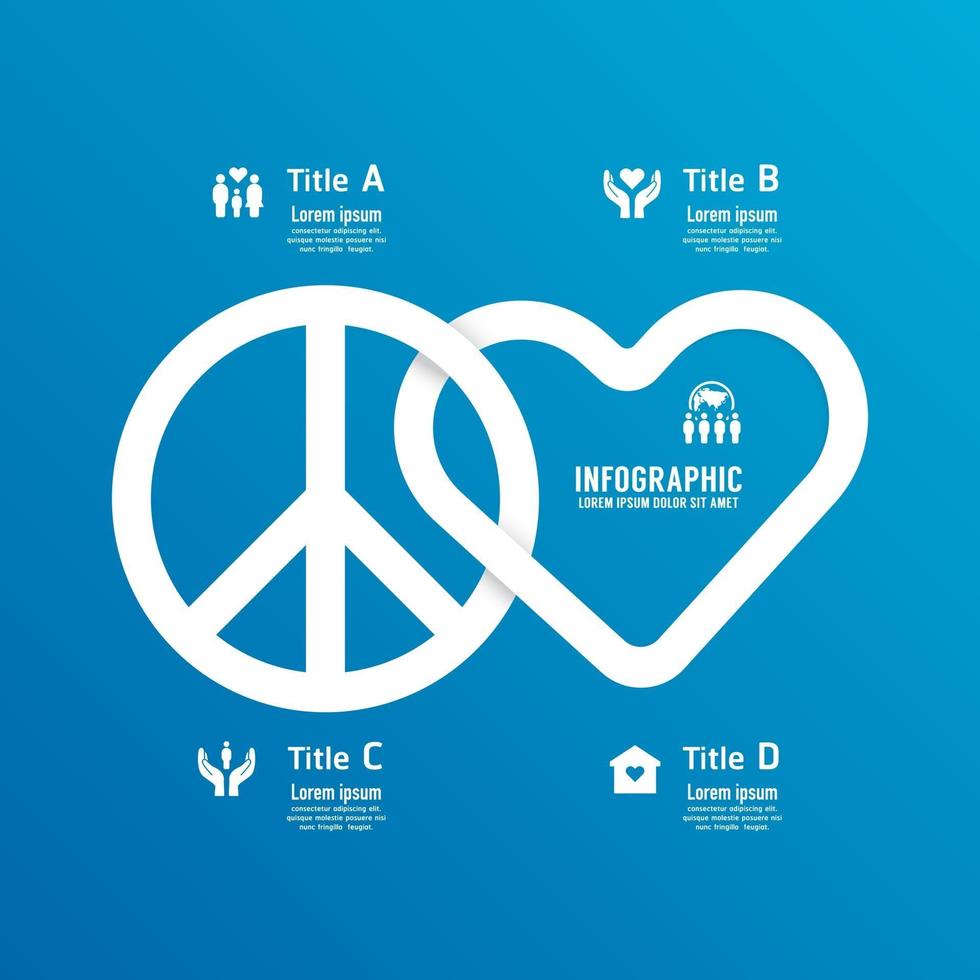vrede liefde platte lijn infographic concept ontwerp illustratie vector. vector