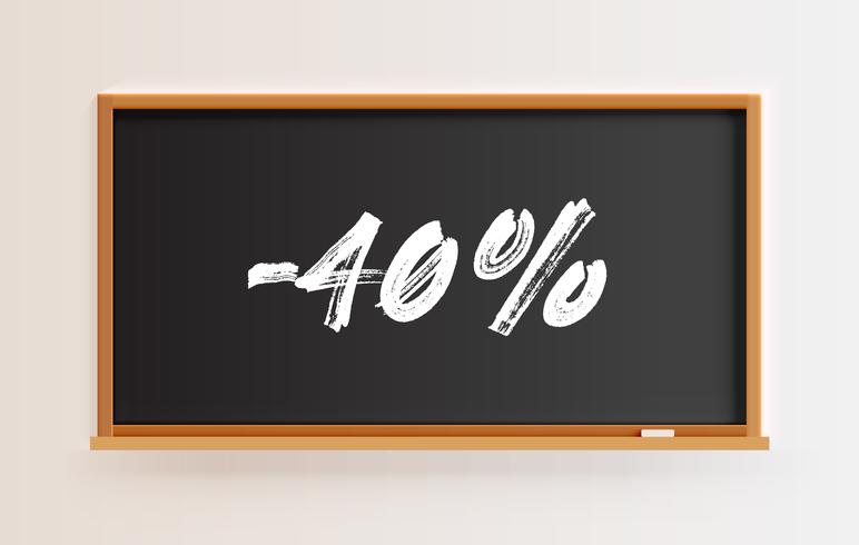 Hoog gedetailleerd bord met &#39;-40%&#39; titel, vectorillustratie vector