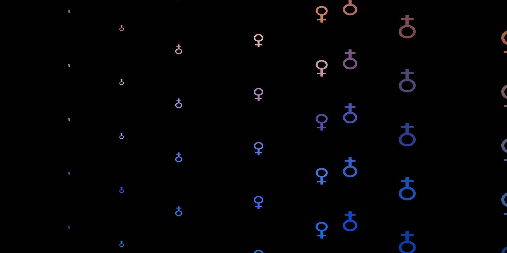 donkerblauwe, gele vectorachtergrond met vrouwensymbolen. vector