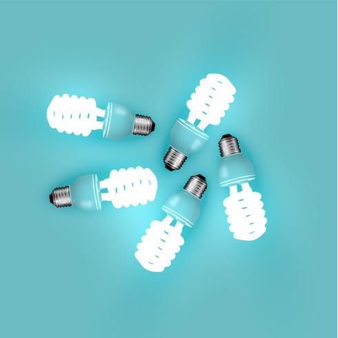 Energiespaarder lightbulb onder oude degenen, vectorillustratie vector