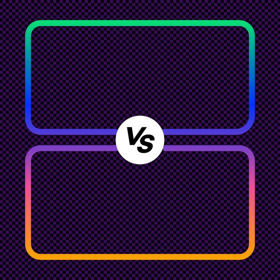 versus banier neon kader en vs teken vector