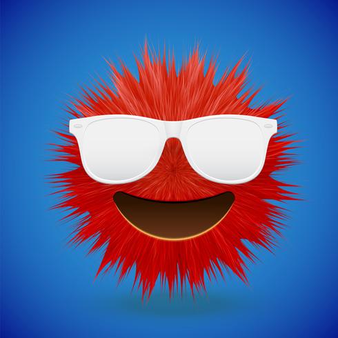 Hoog-gedetailleerd 3D bont smiley emoticon, vectorillustratie vector