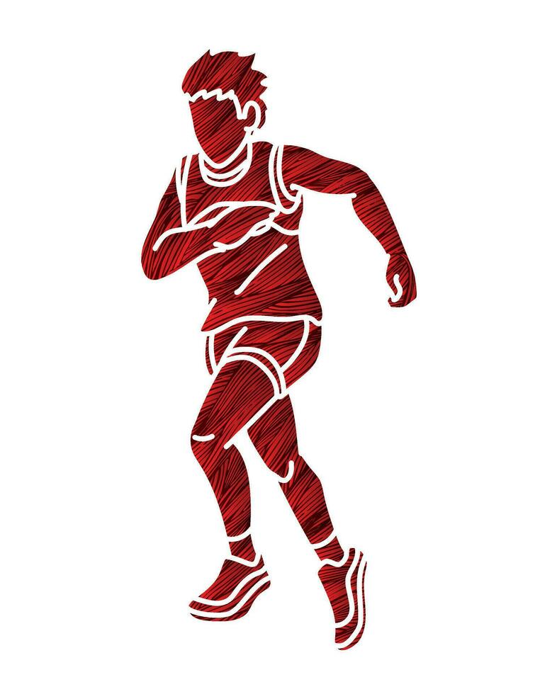 een jongen begin rennen actie sport grafisch vector