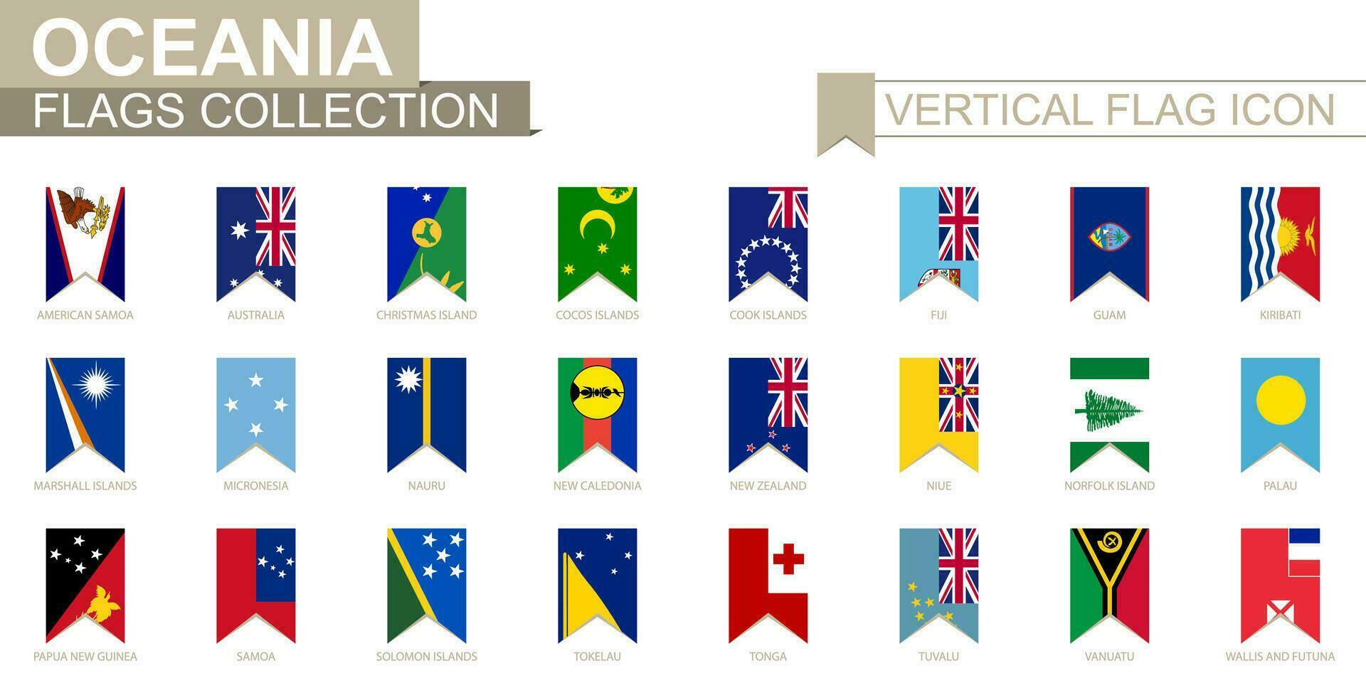 verticaal vlag icoon van Oceanië. vector