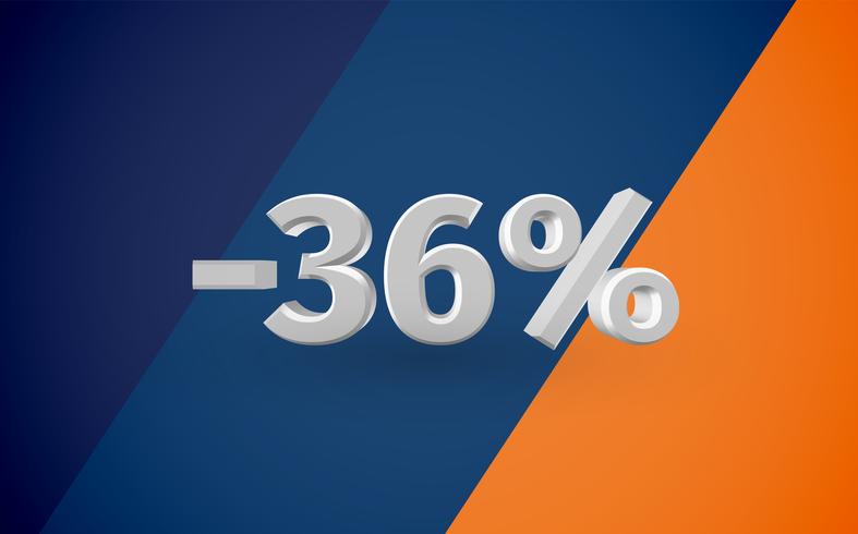 3D verkoopillustratie met percentage, vector