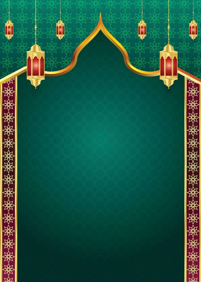 Arabisch Islamitisch Ramadan kareem mandala sier- folder banier met Ramadhan lantaarn eid al fitr achtergrond vector