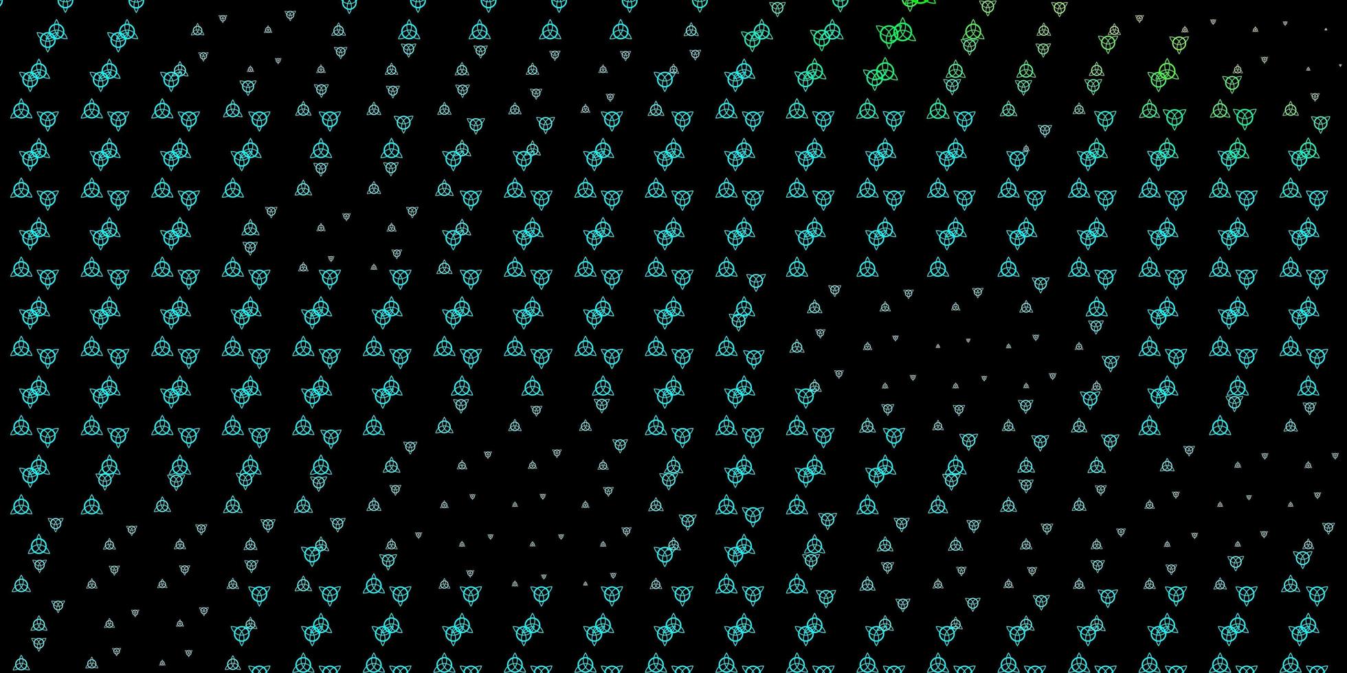 donkerblauw, groen vectorpatroon met magische elementen. vector