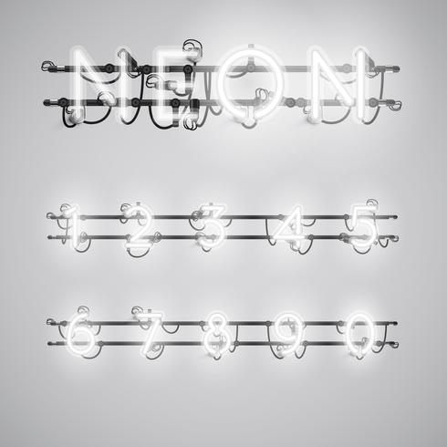 Realistische neondoopvont met draden en console, vectorillustratie vector