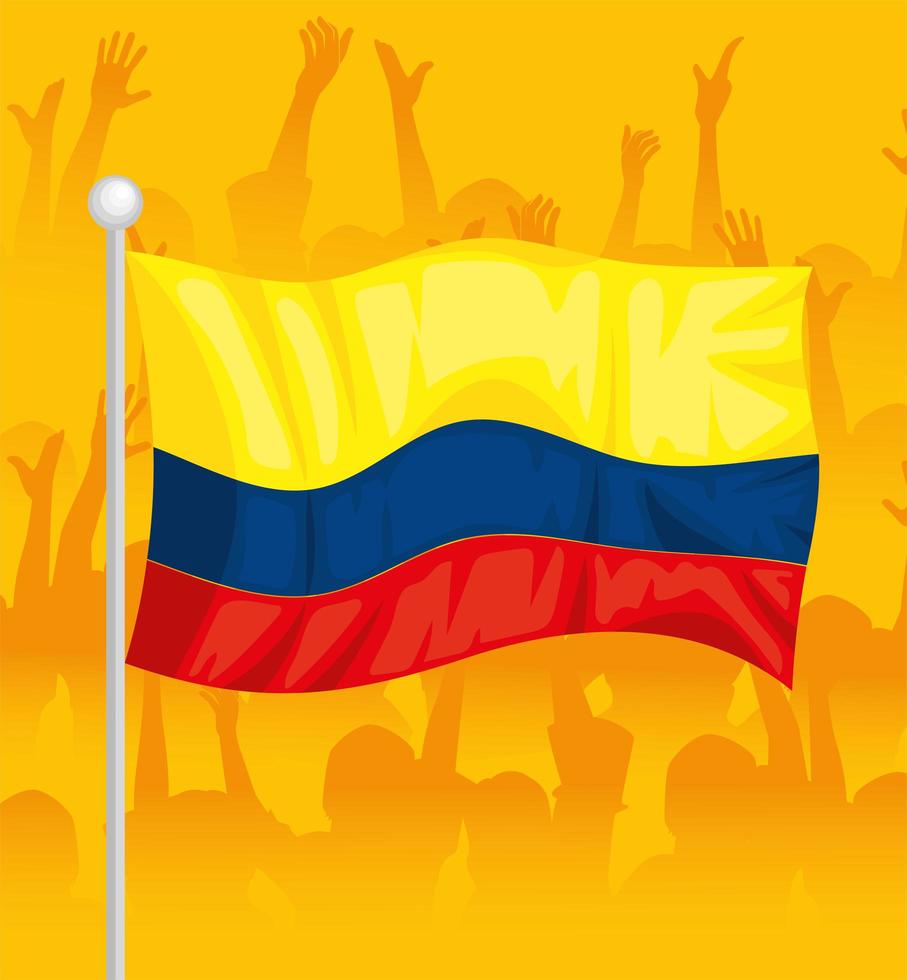 Colombianen protesteren en vlaggen vector
