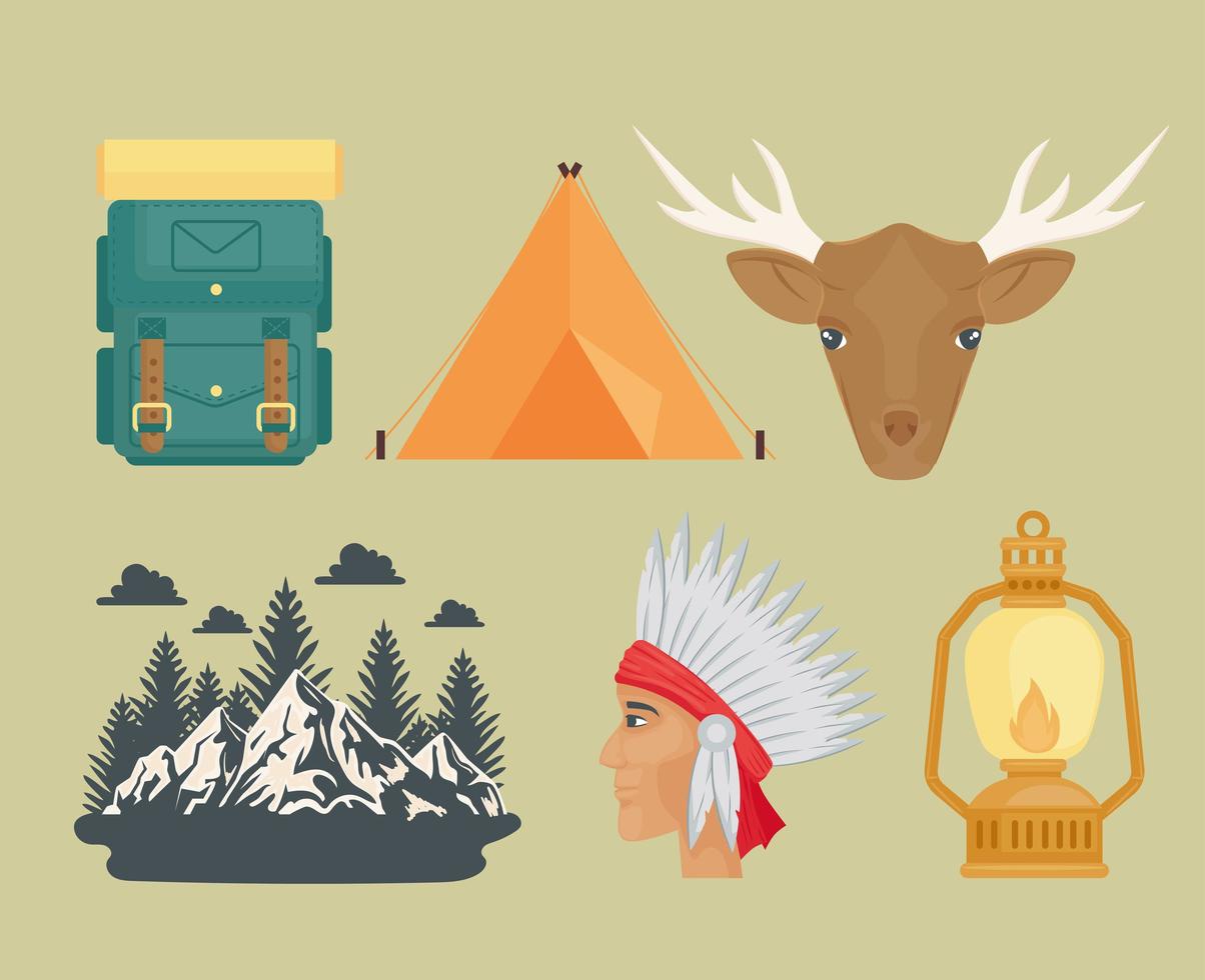 camping zes pictogrammen vector