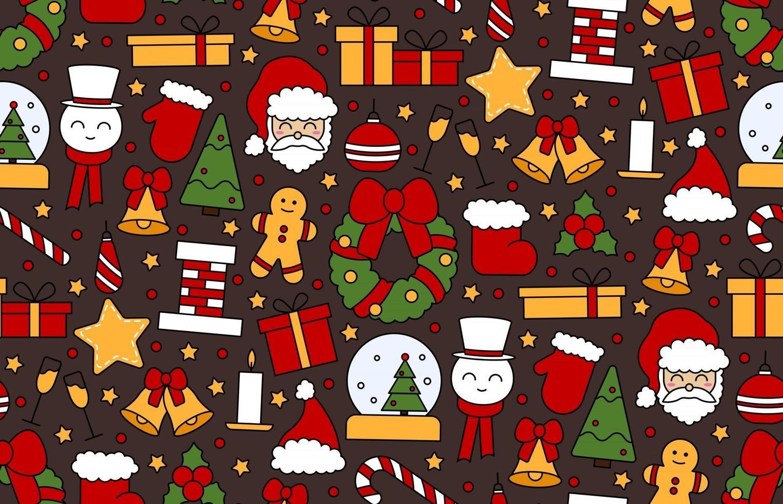 naadloos herhalend patroon met symbolen voor Kerstmis en gelukkig nieuwjaar vector