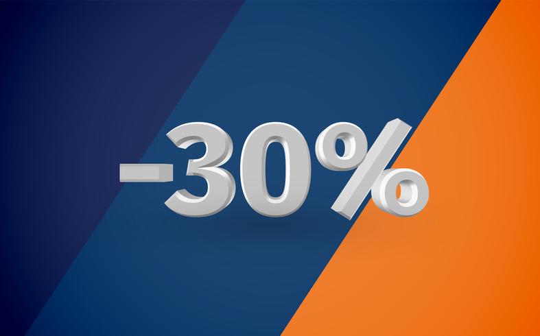 3D verkoopillustratie met percentage, vector