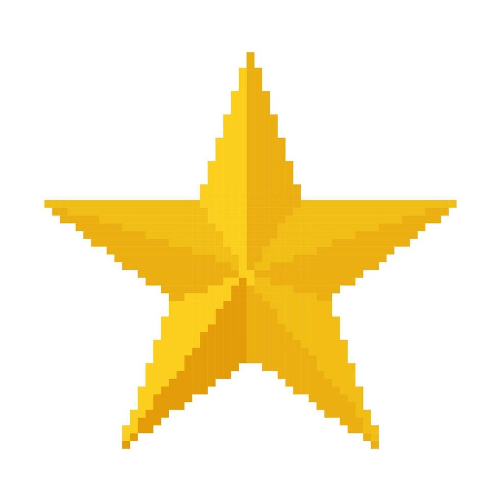 gouden ster, 8 bit pixel. vector illustratie