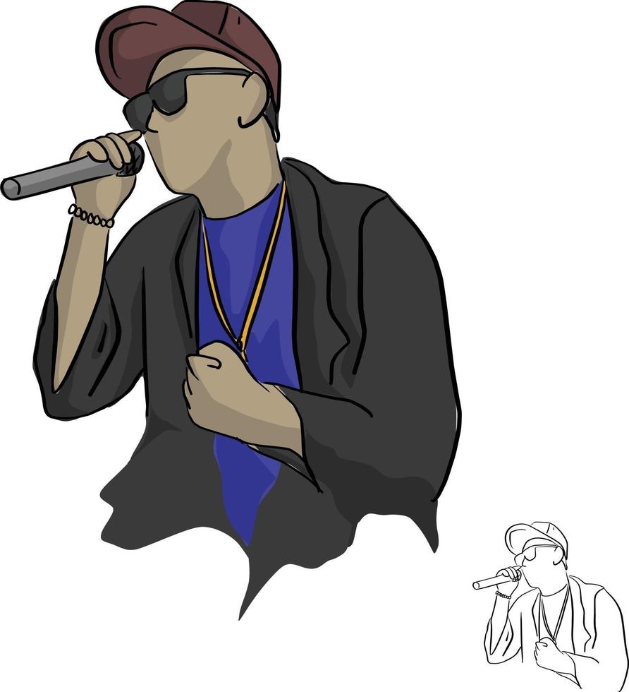 rapper met microfoon vectorillustratie vector