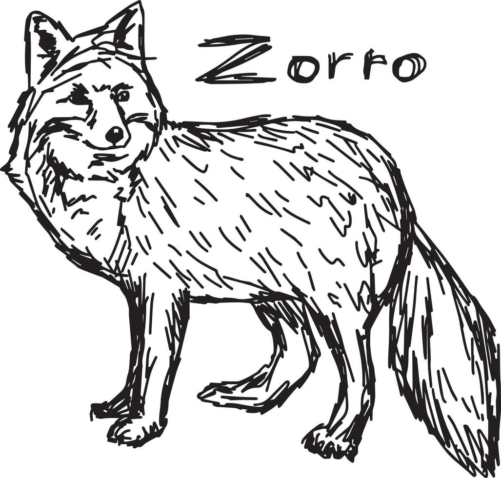 zorro staande - vector illustratie schets handgetekende