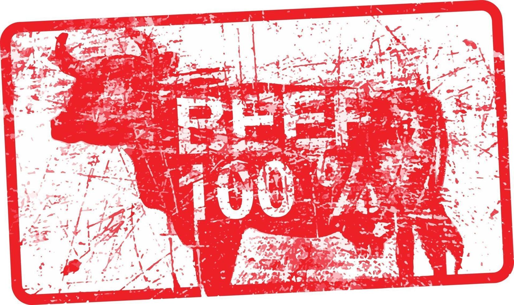 rundvlees 100 procent - rode rubberen vuile grungy stempel vector