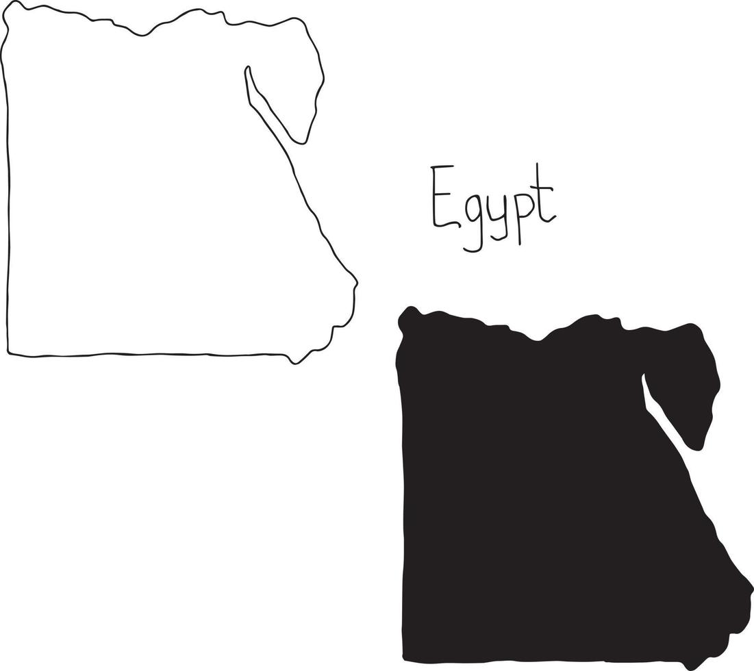 overzicht en silhouet kaart van egypte - vectorillustratie vector