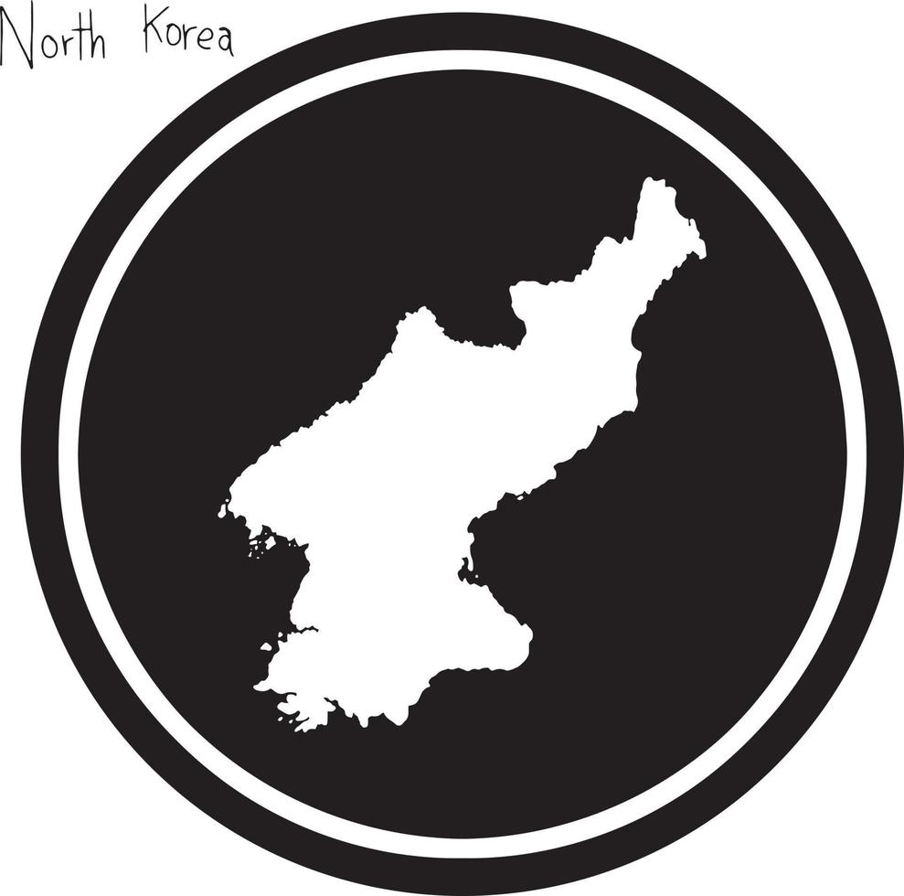 vectorillustratie witte kaart van noord-korea op zwarte cirkel vector