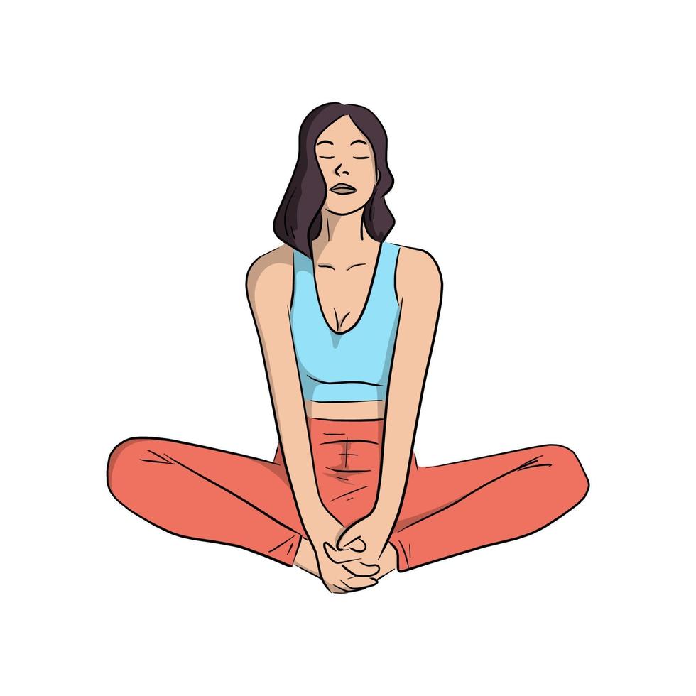 vrouw die yoga beoefent en geniet van meditatie vector