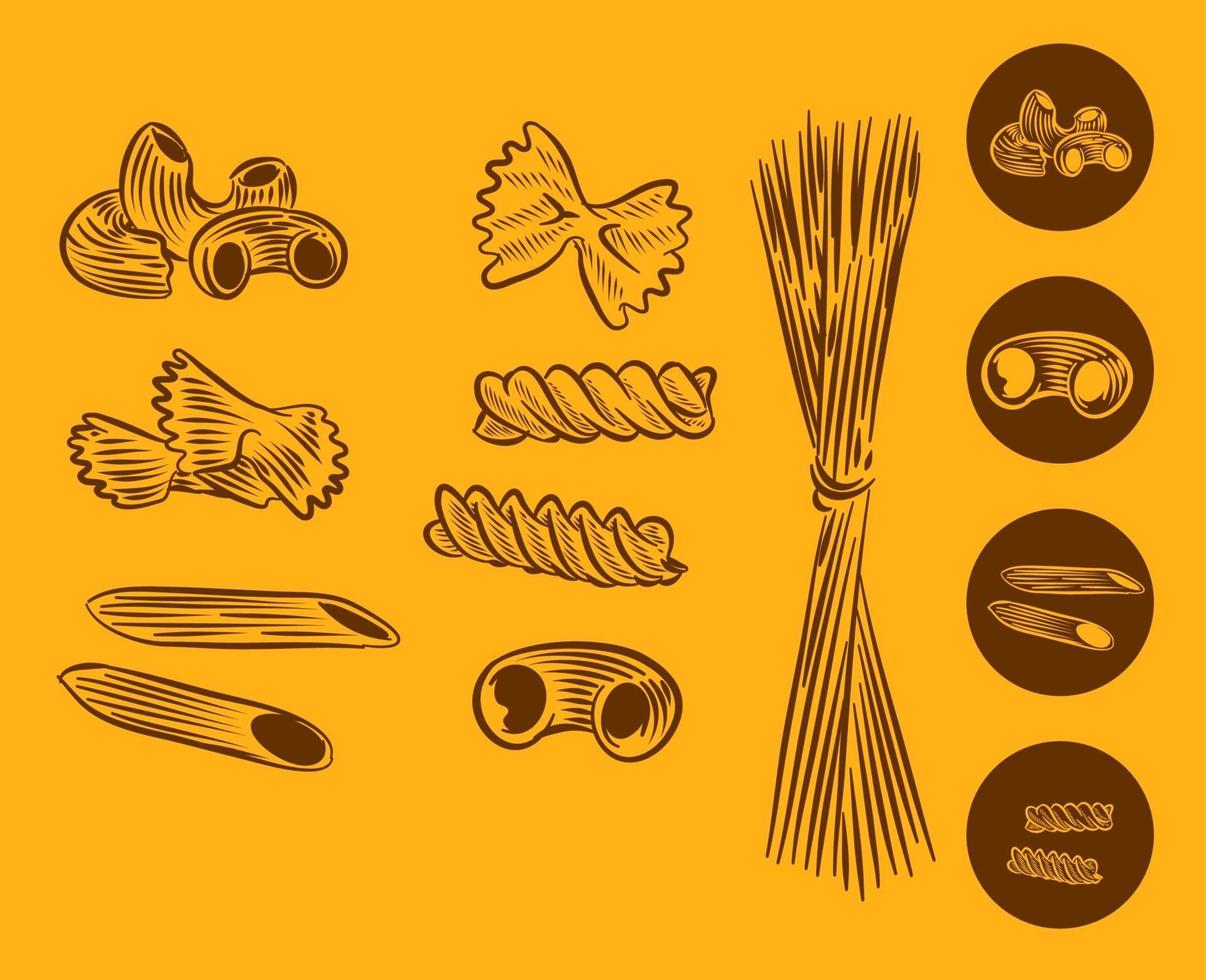 set illustratie van macaroni vector