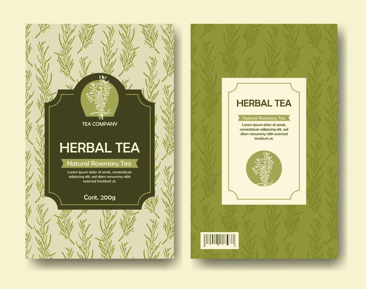 kruid thee etiket pakket met natuur, biologisch rozemarijn. wijnoogst ambacht botanisch tekening kruiden schetsen vector