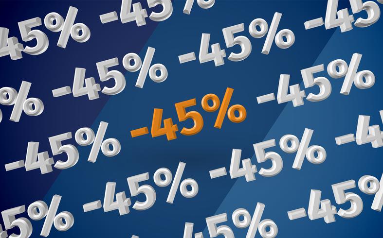 3D verkoopillustratie met percentage, vector