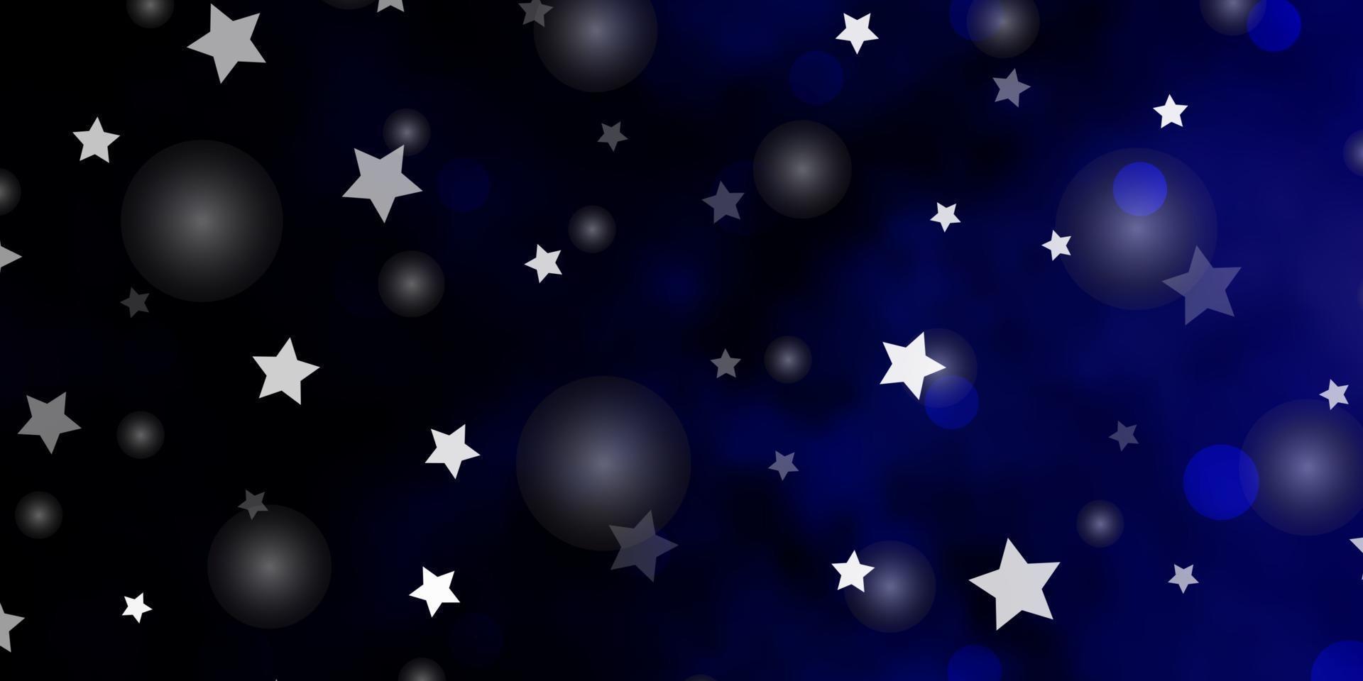 donkerblauwe vector achtergrond met cirkels, sterren.