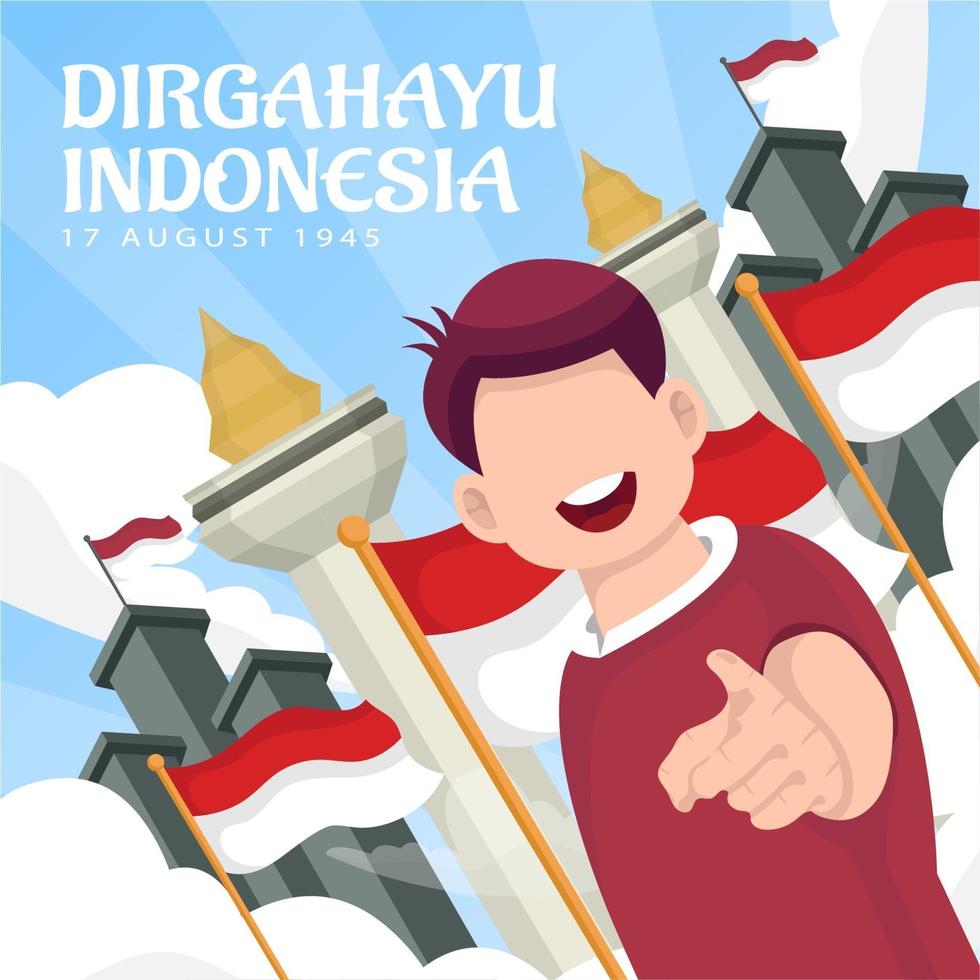 viering van de onafhankelijkheidsdag van Indonesië op 17 augustus. vector