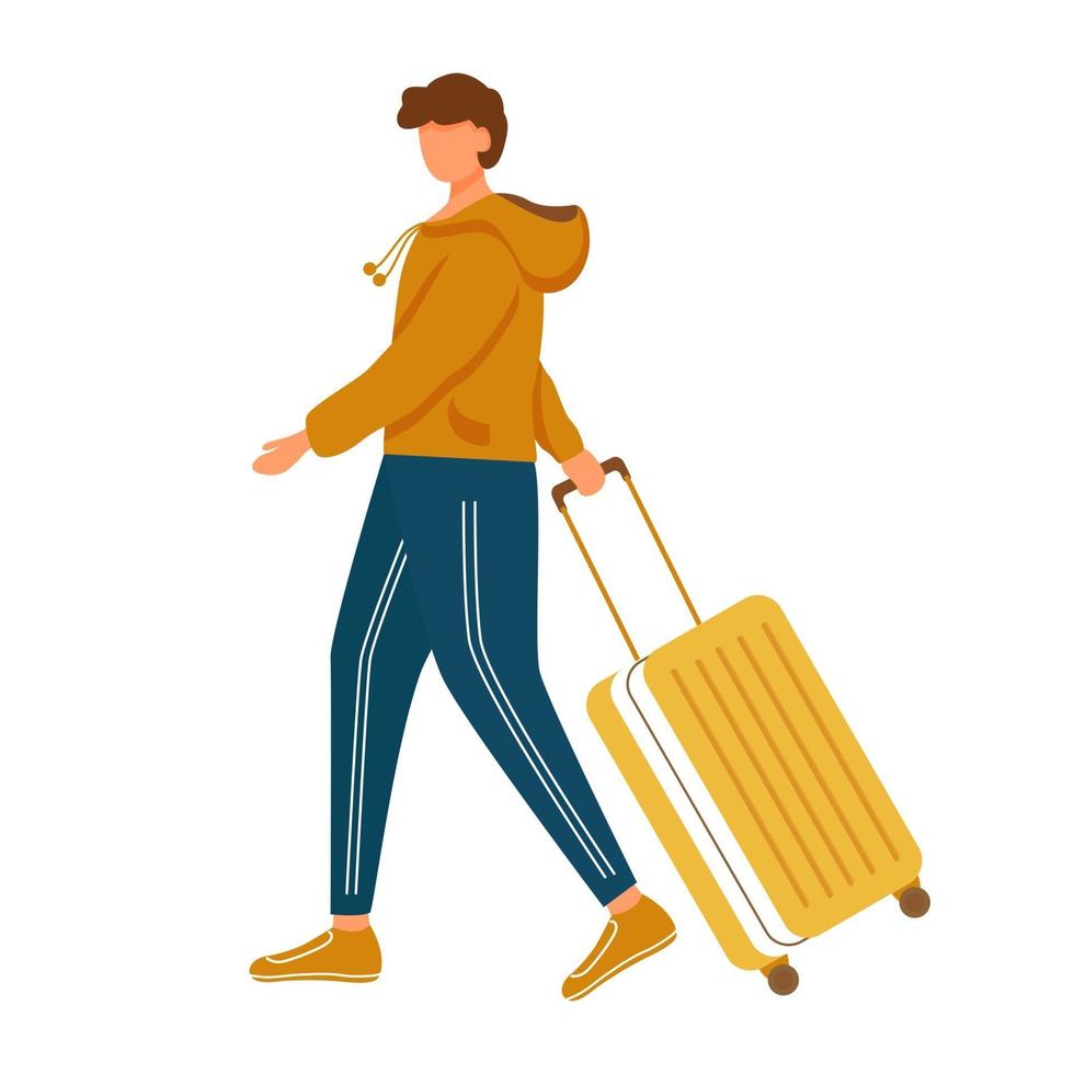 man met bagage platte vectorillustratie vector