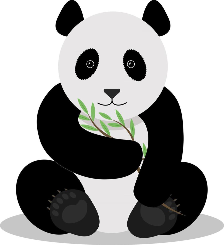 schattige panda met bamboe. vector