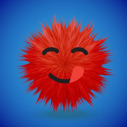 Hoog-gedetailleerd 3D bont smiley emoticon, vectorillustratie vector