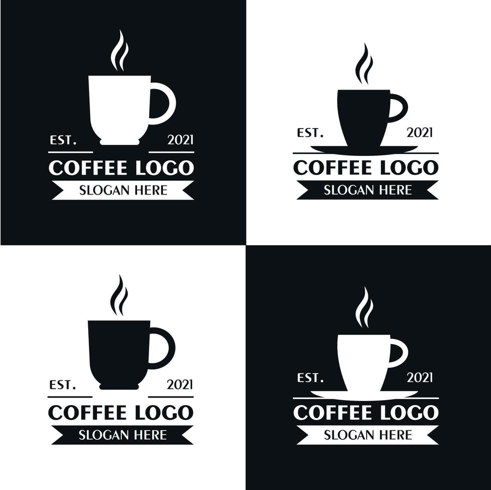 zwart-wit koffie logo collectie vector