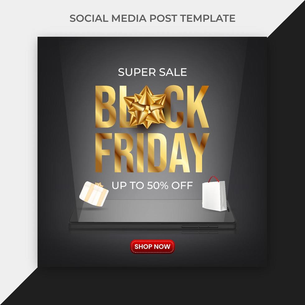 black friday super sale-promotie met realistische smartphone. vector