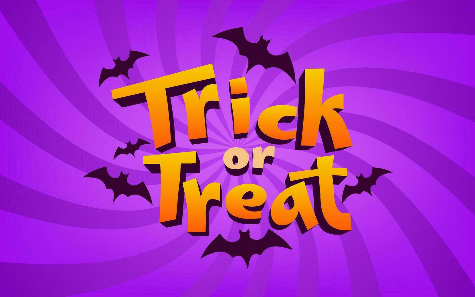 3d truc of traktatie belettering halloween ontwerp. wervelende Purper achtergrond en vleermuizen. spookachtig en modern aanraken, ideaal voor affiches, spandoeken, en vakantie decoraties. niet ai gegenereerd. vector