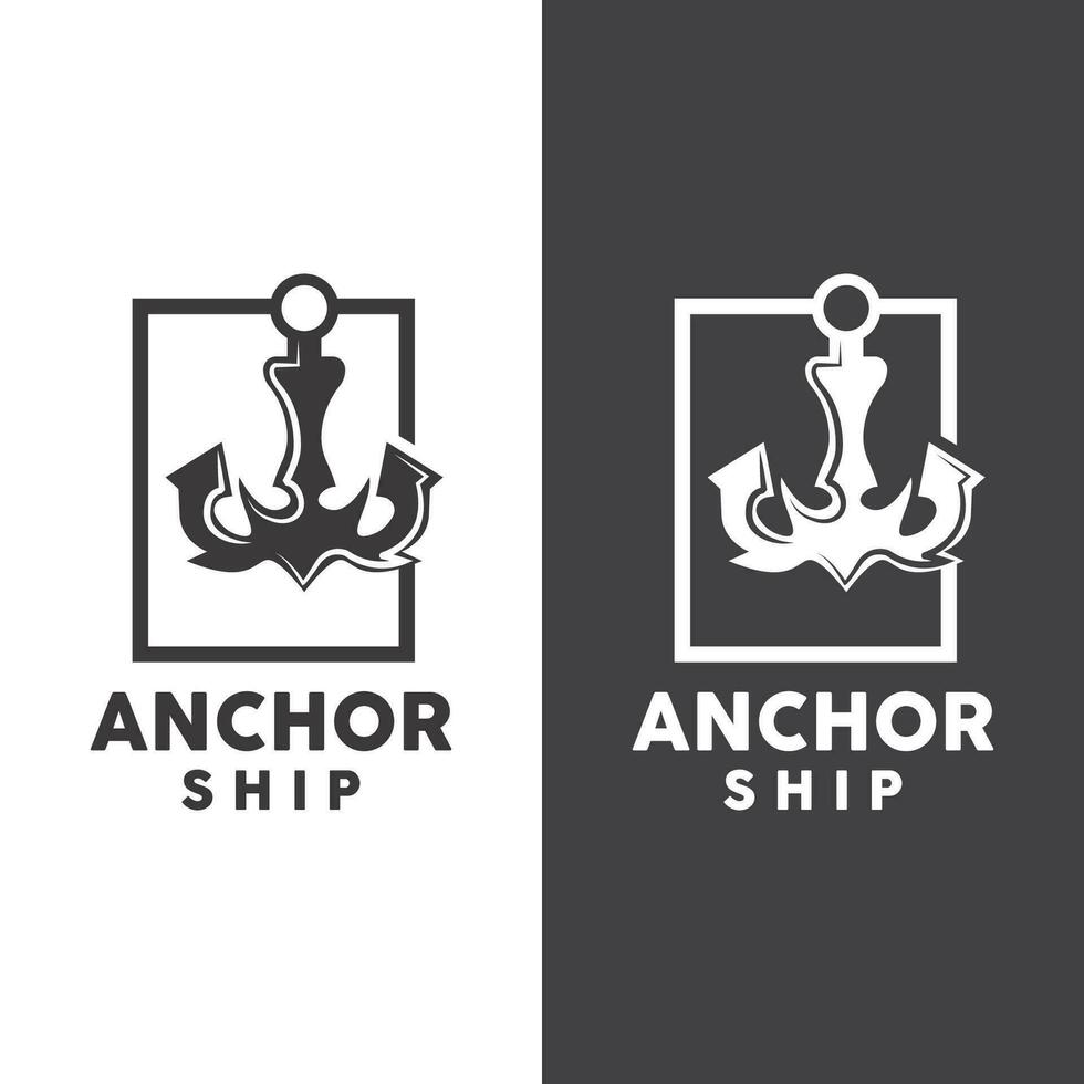 gemakkelijk schip anker logo ontwerp, silhouet vector illustratie