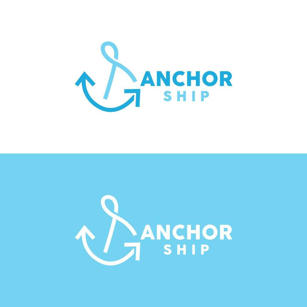 gemakkelijk schip anker logo ontwerp, silhouet vector illustratie