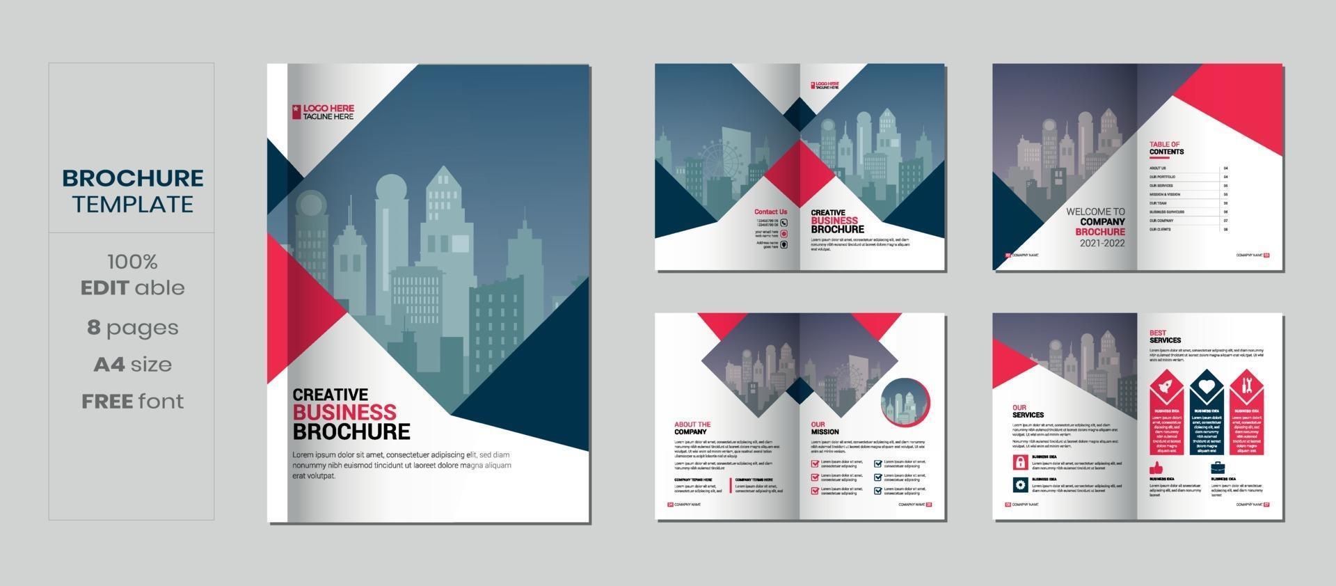 brochuresjabloonontwerp, minimaal bedrijfsbrochureontwerp met meerdere pagina's vector