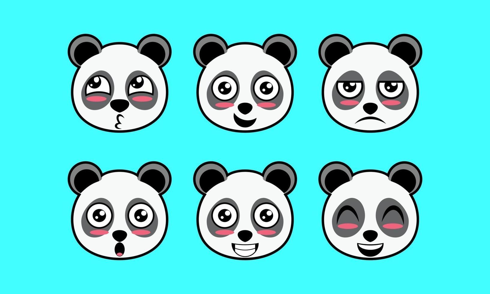 vector van schattige dieren gezichtsuitdrukking logo, huisdier, panda icoon