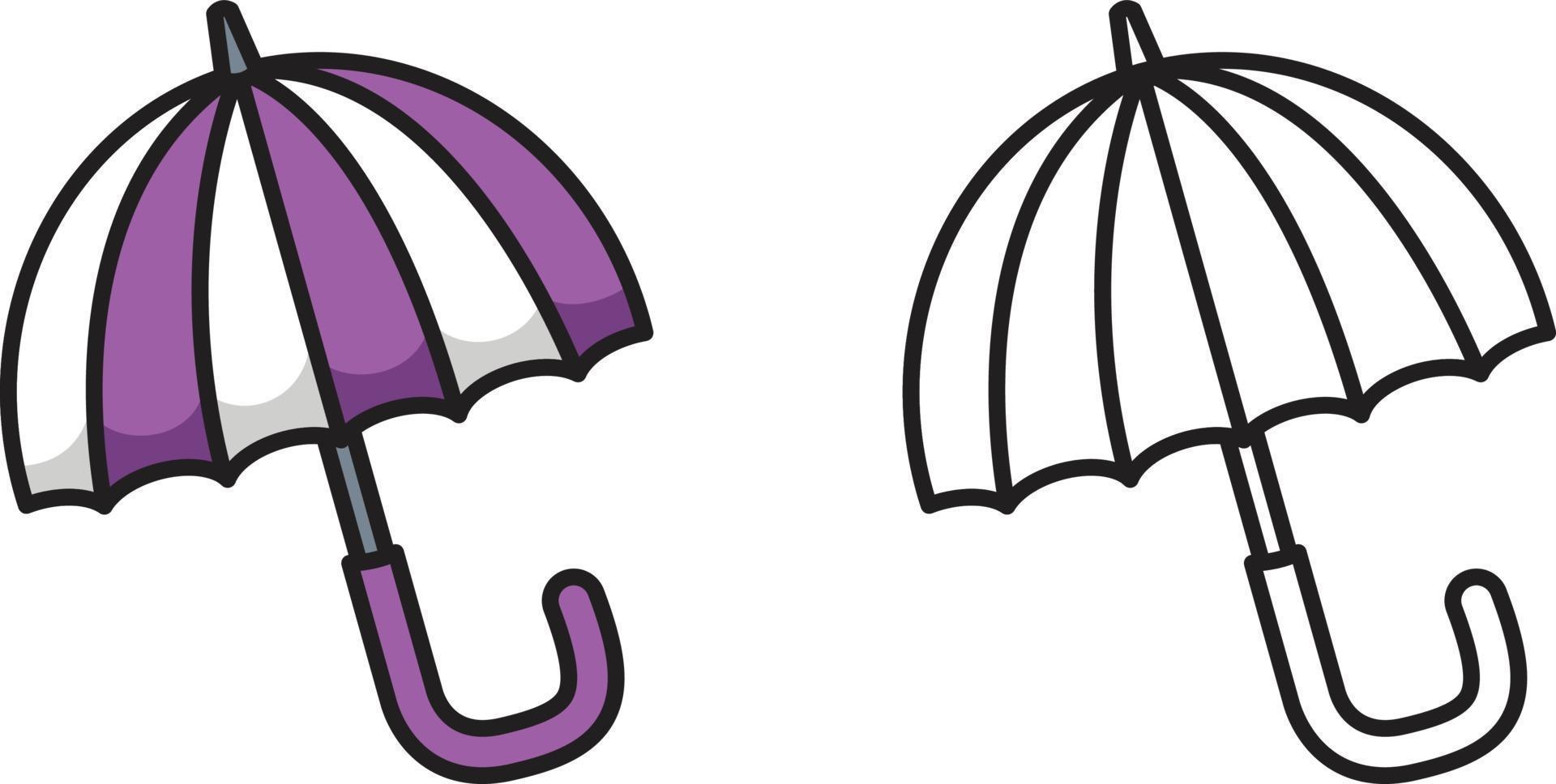 kleurrijke en zwart-witte paraplu voor kleurboek vector
