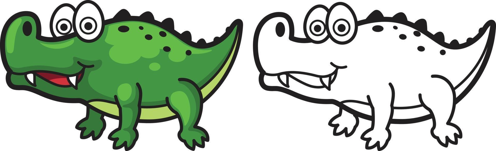 kleurrijke en zwart-witte alligator voor kleurboek vector