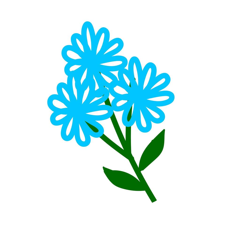 blauwe bloemen geïsoleerd op een witte achtergrond. vector