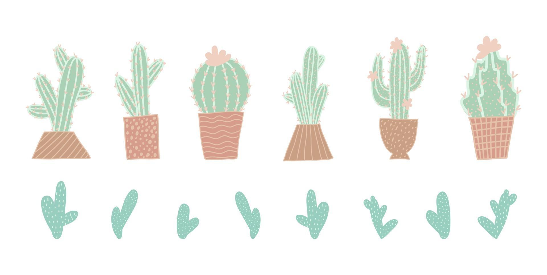 schattige vectorillustratie van cactussen. vector