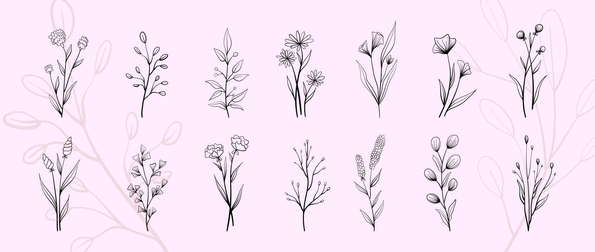 set vintage bloemen vectorelementen. vector