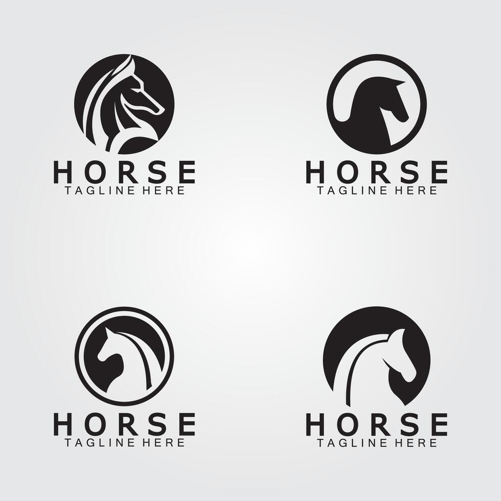 zwart paard hoofd silhouet logo vector illustratie